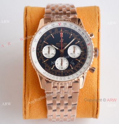 Super Clone Breitling Rose Gold Navitimer Watch Valjoux7750 Movement